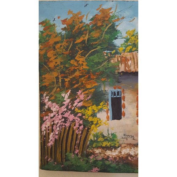 VTG MCM original signed art Idyllic Rustic Cottage Rural Ethnic Boho Eclectic. - Picture 5 of 11